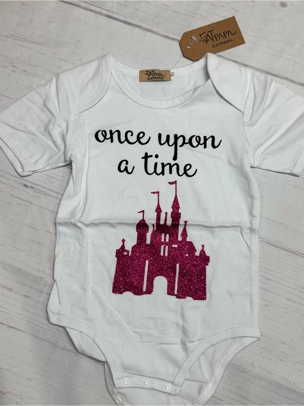 Once Upon A Time Castle Glitter Baby Set - White & Fuchsia